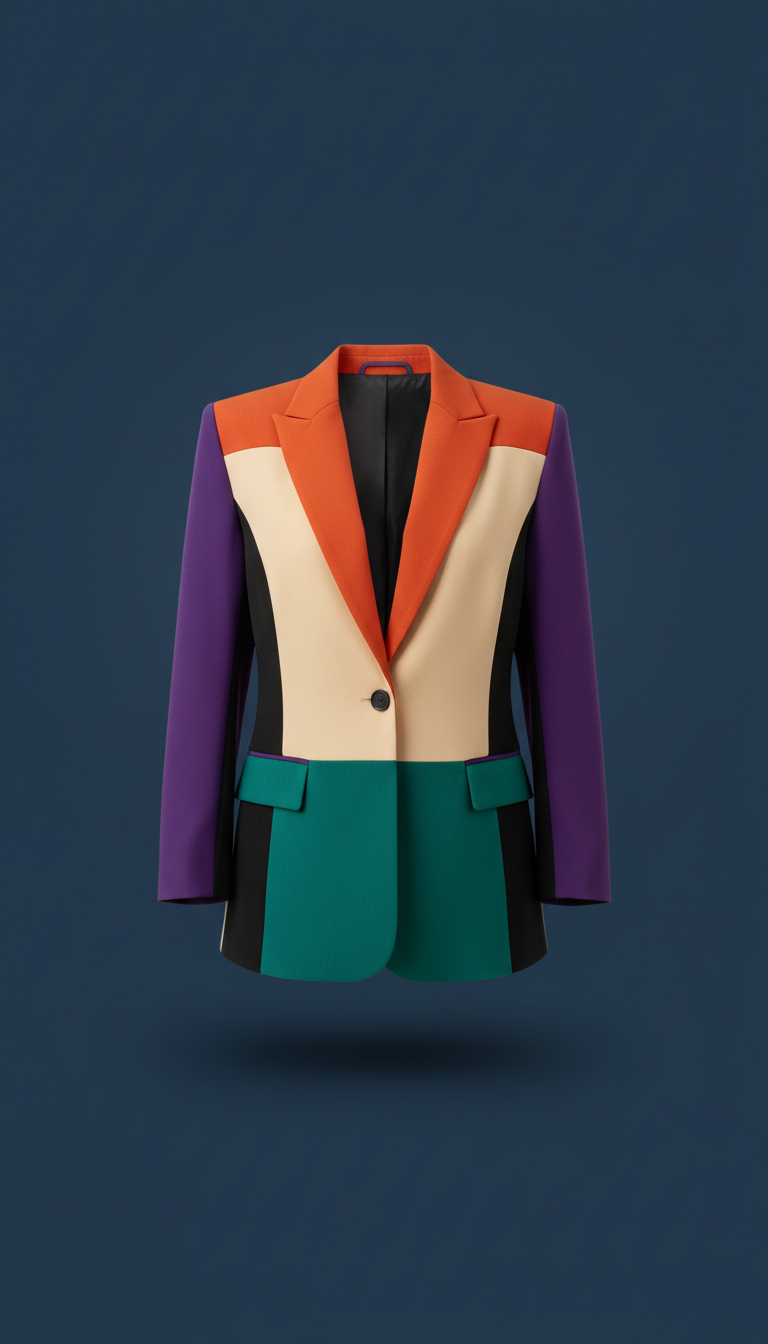 Blazer power en bloques de color